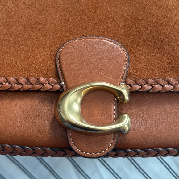 Coach Braided Trim Mixed Leather with Suede Flap Soft Tabby Shoulder Bag NWT - Picture 8 of 17